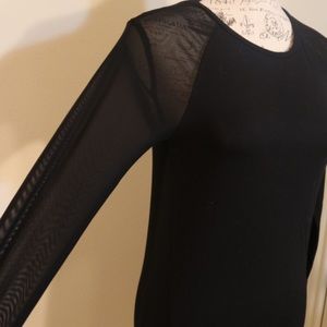 AEO Soft and Sexy Black Sheer Mesh Long Sleeve Top Size Small